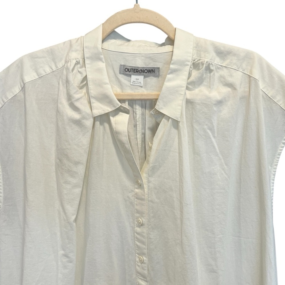 Outerknown Seabreeze Organic Cotton Blouse White Small Contemporary Coastal - Picture 2 of 5